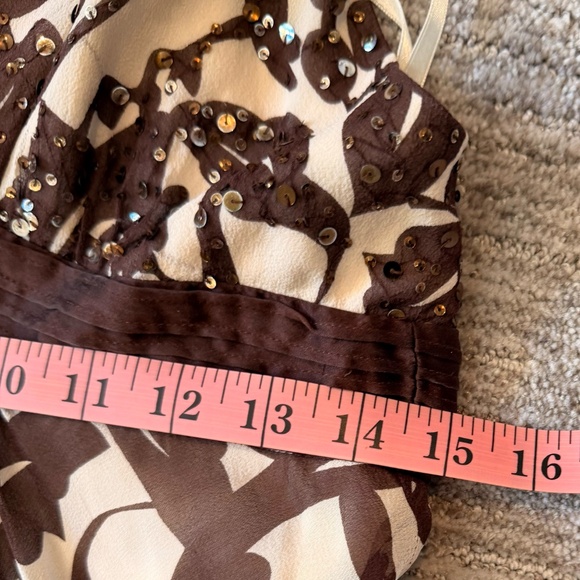 BCBG MAX ARIA 100% Silk Dress Womans SZ 4 V-Neck Maxi Dress Empire Waist Boho - Picture 12 of 16